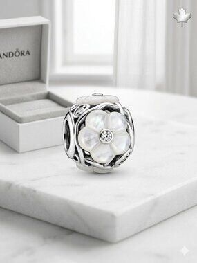 AUTHENTIC PANDORA Luminous Florals Charm MOP Silver 791894MOP - Retired/Rare